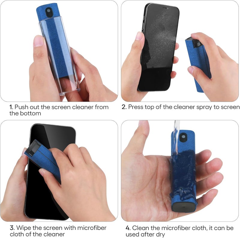 usefulpro Fingerprint Proof Screen Cleaner,3 in 1Touchscreen Mist Cleaner Spray Wipe Cleaner,Safe for All Phones, Computer, Laptop, Tablet and Car Screen(Grey Blue) - Image 2